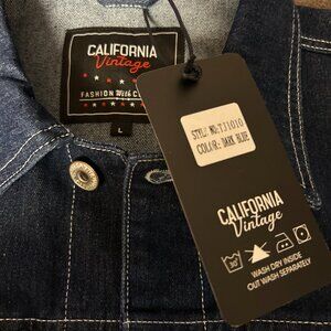California Vintage Denim Jacket – Men’s Large, Blue Classic Distressed, NWT